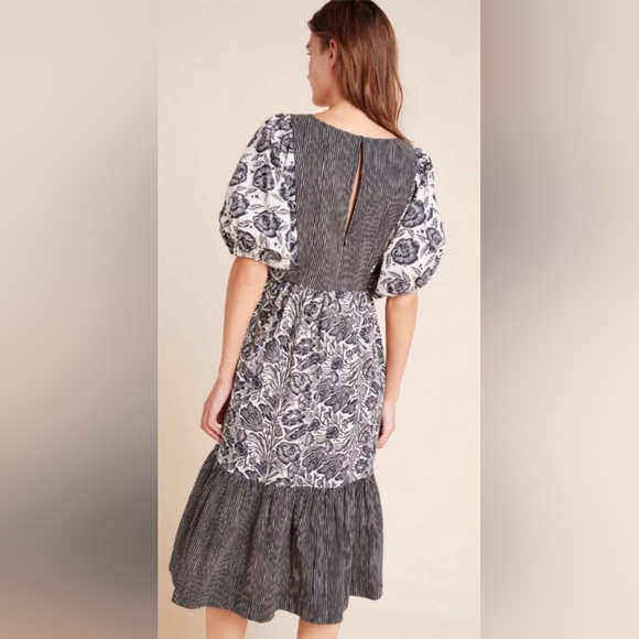 Anthropologie Black and White Midi Dress - Picture 2 of 7
